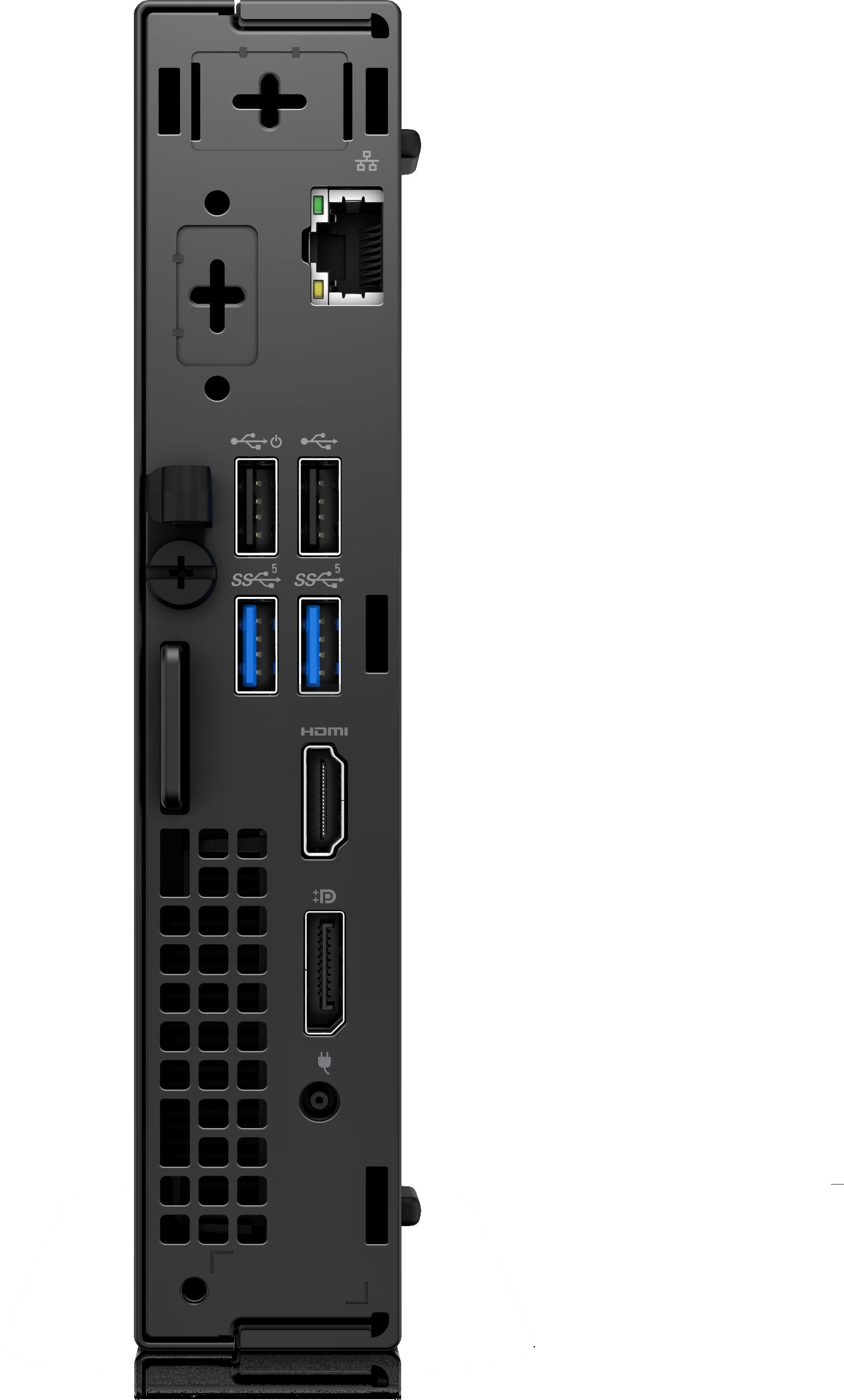 Retro del DELL OptiPlex 7020 Micro – Mini PC con porte HDMI, DisplayPort, USB e Ethernet, perfetto per connettività avanzata in ufficio. Retro del DELL OptiPlex 7020 Micro – Mini PC con porte HDMI, DisplayPort, USB e Ethernet, perfetto per connettività avanzata in ufficio.